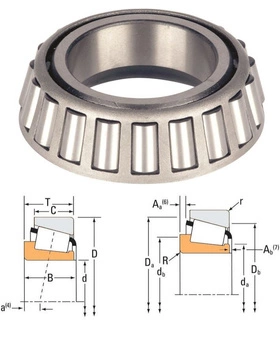 L44645 TIMKEN Pojedynczy calowy stożek łożyska 25.987 x 14.732 mm